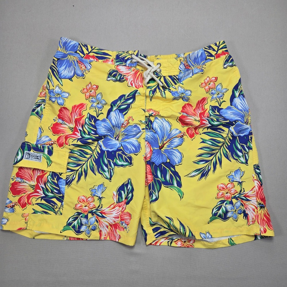 Polo Ralph Lauren Swim Trunks Floral Yellow Swim Shorts Men's‎ XL